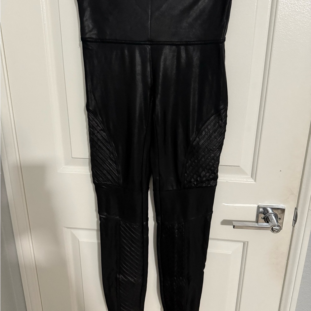 SPANX Black Textured MOTO Leggings
